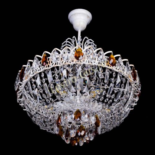 Люстра Астра Белая с подвесом чайная в Самаре Гусь Хрустальный