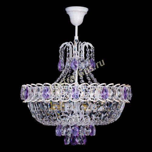 Люстра Астра Белая с подвесом фиолетовая в Самаре Гусь Хрустальный