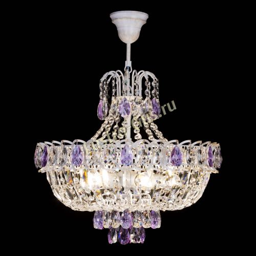 Люстра Астра Белая с подвесом фиолетовая в Самаре Гусь Хрустальный