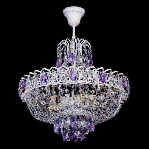 Люстра Астра Белая с подвесом фиолетовая в Самаре Гусь Хрустальный