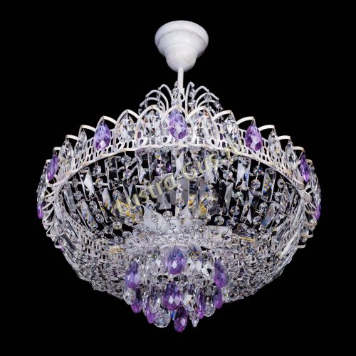 Люстра Астра Белая с подвесом фиолетовая в Самаре Гусь Хрустальный