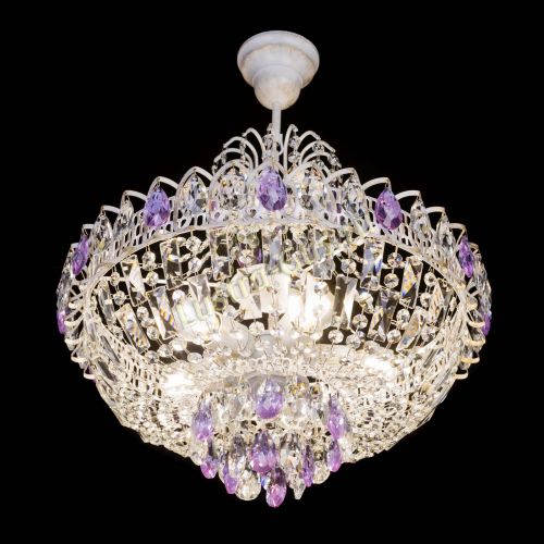 Люстра Астра Белая с подвесом фиолетовая в Самаре Гусь Хрустальный