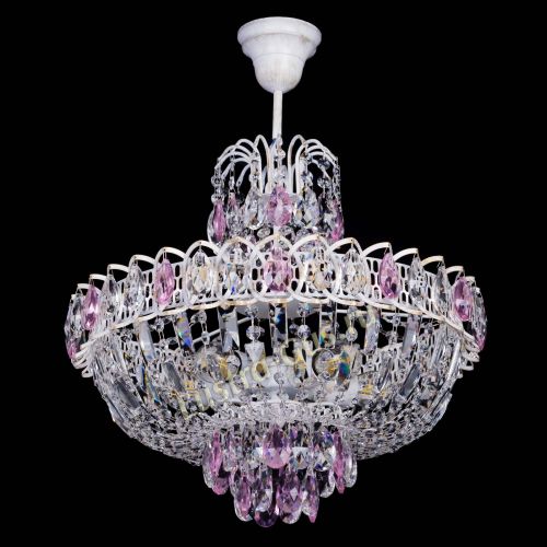 Люстра Астра Белая с подвесом розовая в Самаре Гусь Хрустальный