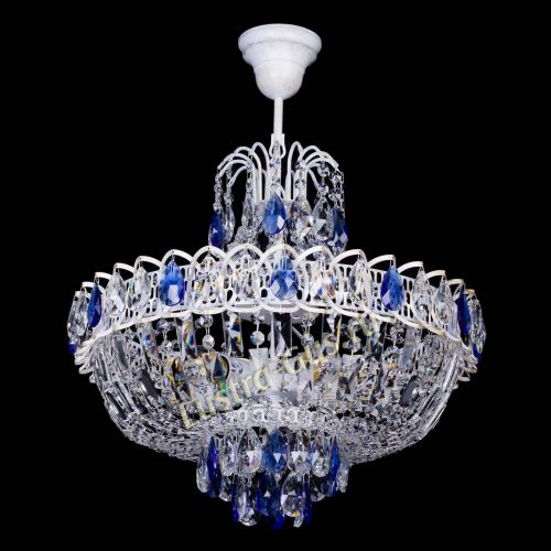 Люстра Астра Белая с подвесом синяя в Самаре Гусь Хрустальный