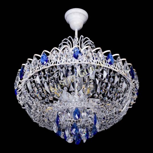 Люстра Астра Белая с подвесом синяя в Самаре Гусь Хрустальный