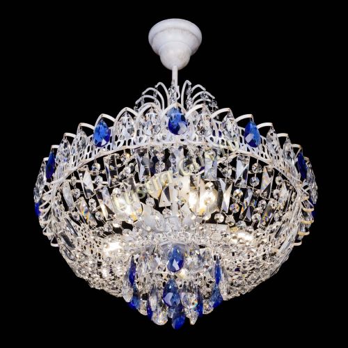 Люстра Астра Белая с подвесом синяя в Самаре Гусь Хрустальный