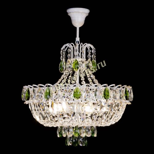 Люстра Астра Белая с подвесом зеленая в Самаре Гусь Хрустальный