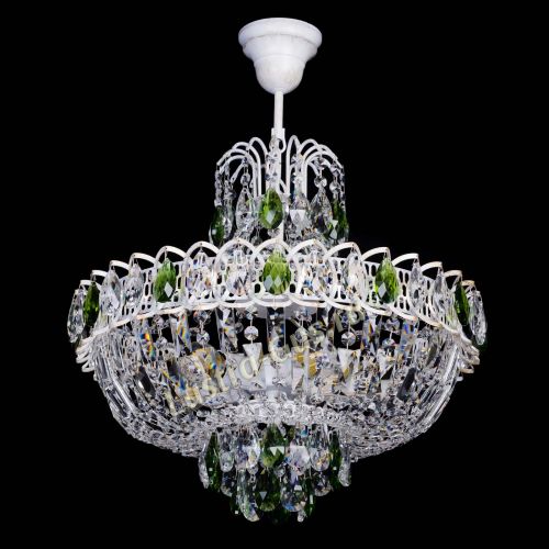 Люстра Астра Белая с подвесом зеленая в Самаре Гусь Хрустальный