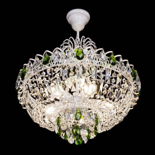 Люстра Астра Белая с подвесом зеленая в Самаре Гусь Хрустальный