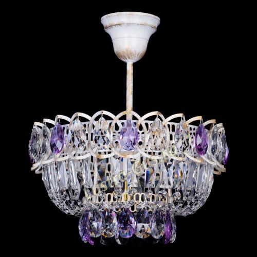 Люстра Астра Бутон №1 Фиолетовая - белая с подвесом в Самаре Гусь Хрустальный