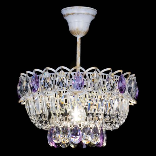 Люстра Астра Бутон №1 Фиолетовая - белая с подвесом в Самаре Гусь Хрустальный