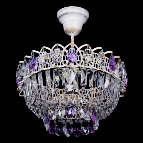 Люстра Астра Бутон №1 Фиолетовая - белая с подвесом в Самаре Гусь Хрустальный