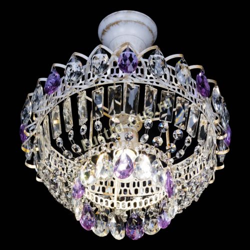 Люстра Астра Бутон №1 Фиолетовая - белая с подвесом в Самаре Гусь Хрустальный