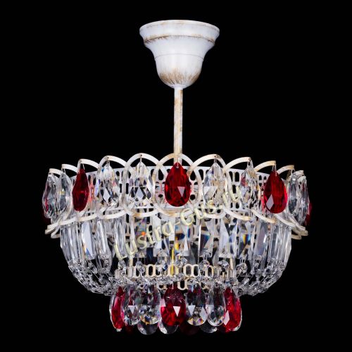 Люстра Астра Бутон №1 Красная - белая с подвесом  в Самаре Гусь Хрустальный