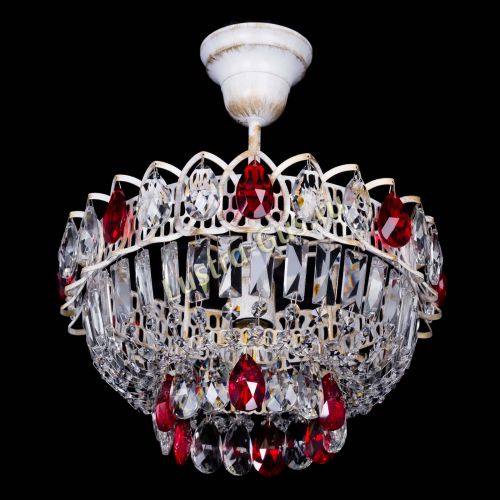 Люстра Астра Бутон №1 Красная - белая с подвесом  в Самаре Гусь Хрустальный