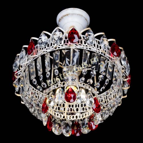 Люстра Астра Бутон №1 Красная - белая с подвесом  в Самаре Гусь Хрустальный