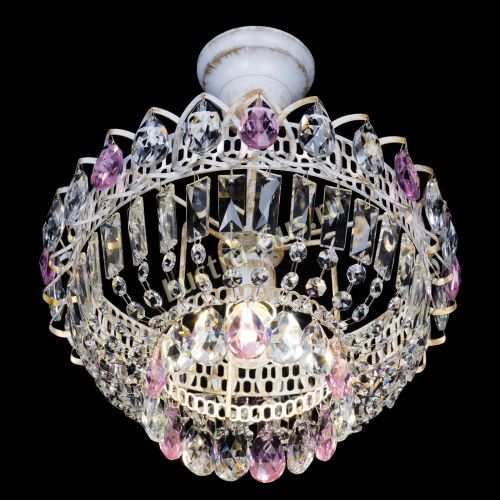 Люстра Астра Бутон №1 Розовая - белая с подвесом  в Самаре Гусь Хрустальный