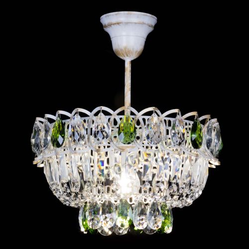 Люстра Астра Бутон №1 Зеленая - белая с подвесом  в Самаре Гусь Хрустальный