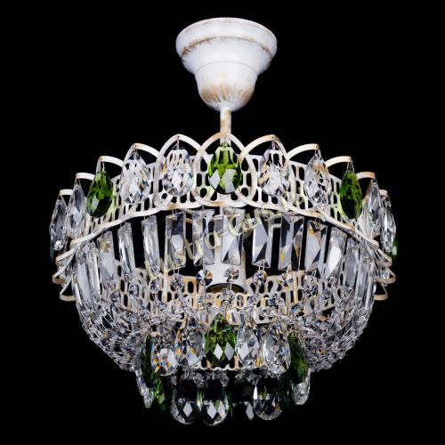 Люстра Астра Бутон №1 Зеленая - белая с подвесом  в Самаре Гусь Хрустальный