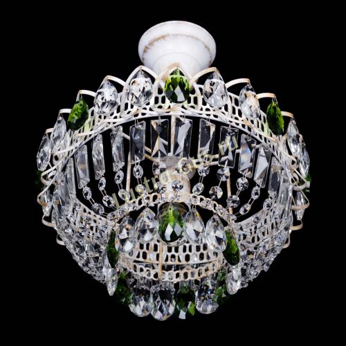 Люстра Астра Бутон №1 Зеленая - белая с подвесом  в Самаре Гусь Хрустальный