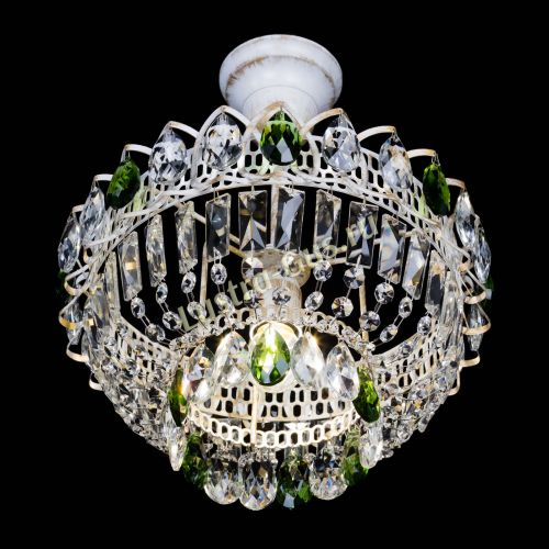 Люстра Астра Бутон №1 Зеленая - белая с подвесом  в Самаре Гусь Хрустальный