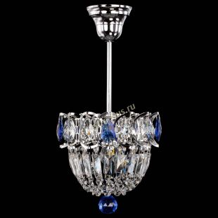 Люстра хрустальная Астра Купол №1 с подвесом Синяя