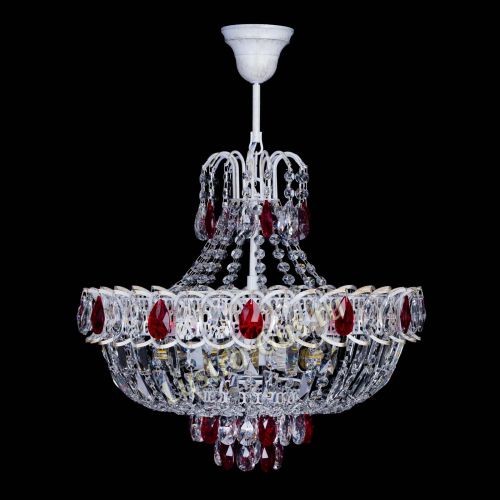 Люстра Астра Белая с подвесом красная в Самаре Гусь Хрустальный