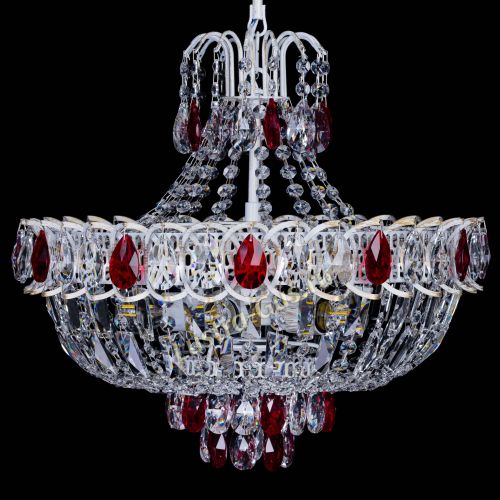 Люстра Астра Белая с подвесом красная в Самаре Гусь Хрустальный