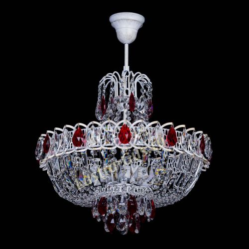 Люстра Астра Белая с подвесом красная в Самаре Гусь Хрустальный