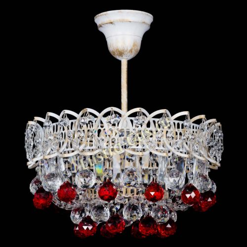 Люстра Астра шар №1 Красная белая в Самаре Гусь Хрустальный