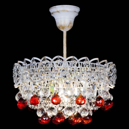Люстра Астра шар №1 Красная белая в Самаре Гусь Хрустальный