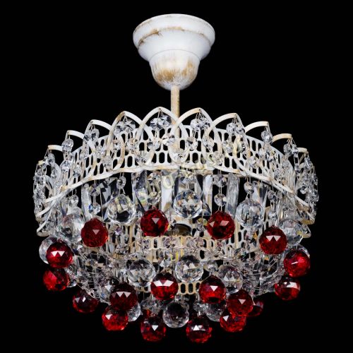 Люстра Астра шар №1 Красная белая в Самаре Гусь Хрустальный