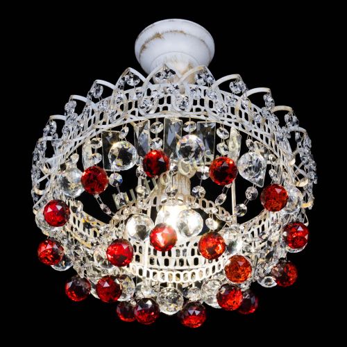 Люстра Астра шар №1 Красная белая в Самаре Гусь Хрустальный