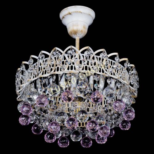 Люстра Астра шар №1 Розовая белая в Самаре Гусь Хрустальный