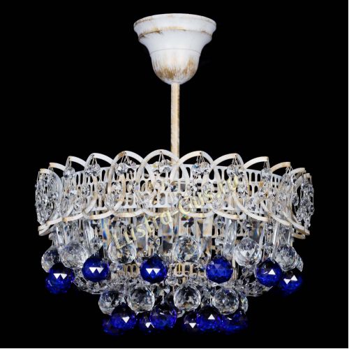 Люстра Астра шар №1 Синяя белая в Самаре Гусь Хрустальный