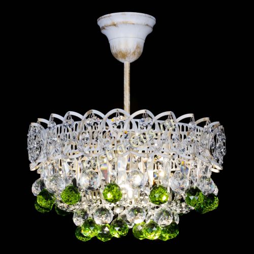 Люстра Астра шар №1 Зеленая белая в Самаре Гусь Хрустальный