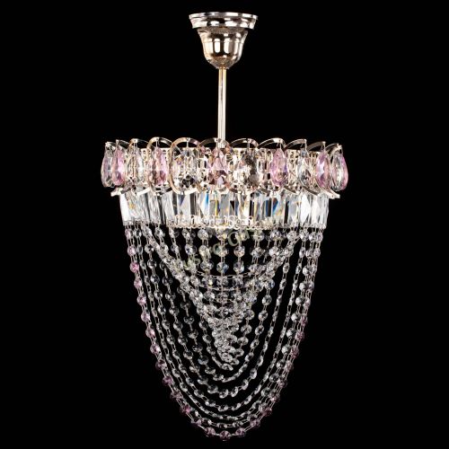 Люстра Астра Водоворот с подвесом №1 розовая в Самаре Гусь Хрустальный