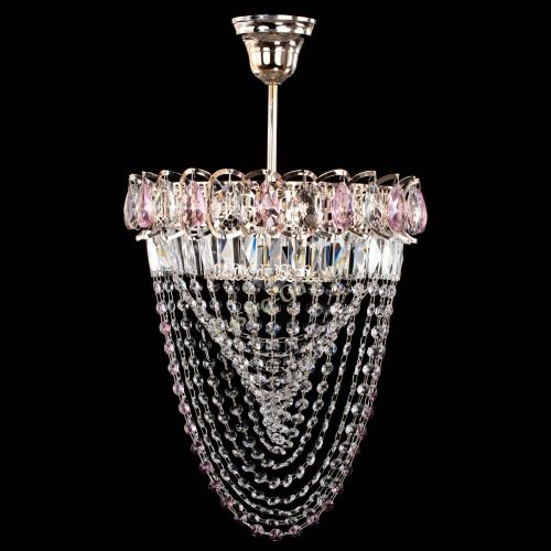 Люстра Астра Водоворот с подвесом №1 розовая в Самаре Гусь Хрустальный