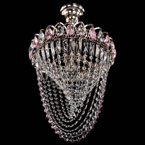 Люстра Астра Водоворот с подвесом №1 розовая в Самаре Гусь Хрустальный