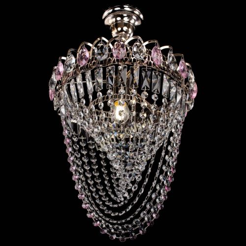 Люстра Астра Водоворот с подвесом №1 розовая в Самаре Гусь Хрустальный