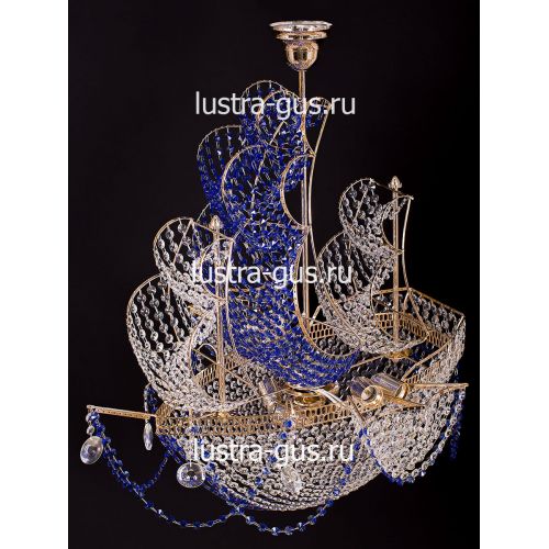 Люстра Черная Жемчужина синяя в Самаре Гусь Хрустальный