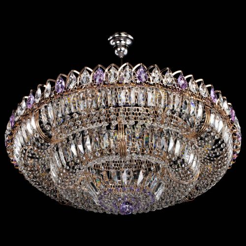 Люстра Двойное кольцо пластинка с подвесом Фиолетовая в Самаре Гусь Хрустальный