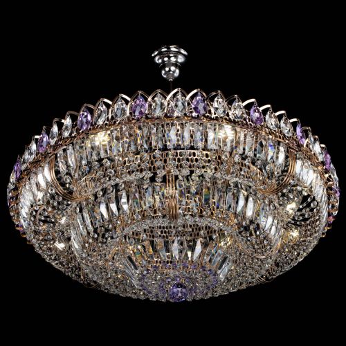 Люстра Двойное кольцо пластинка с подвесом Фиолетовая в Самаре Гусь Хрустальный