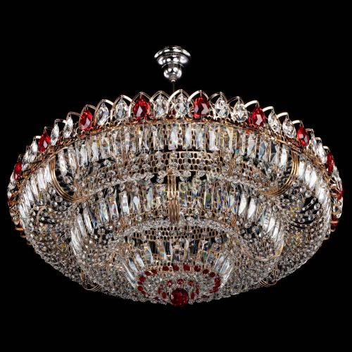 Люстра Двойное кольцо пластинка с подвесом Красная в Самаре Гусь Хрустальный