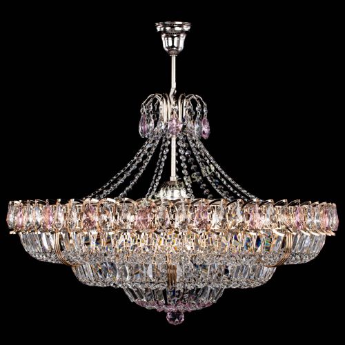 Люстра Двойное кольцо пластинка с подвесом Розовая в Самаре Гусь Хрустальный