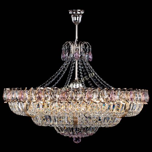 Люстра Двойное кольцо пластинка с подвесом Розовая в Самаре Гусь Хрустальный