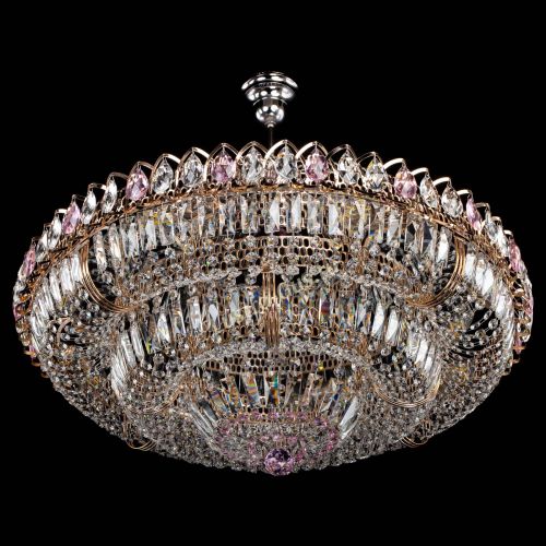 Люстра Двойное кольцо пластинка с подвесом Розовая в Самаре Гусь Хрустальный