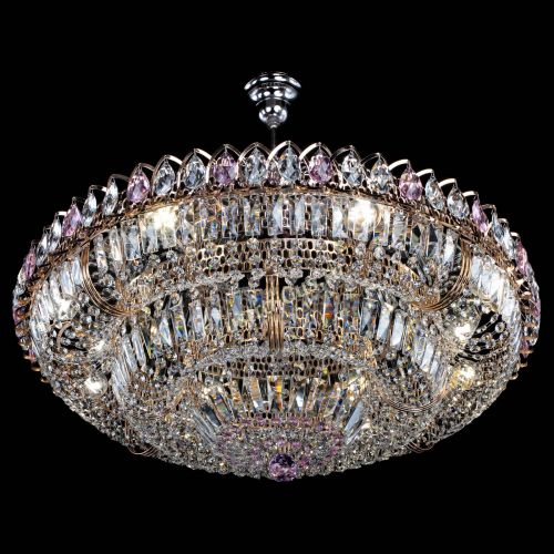 Люстра Двойное кольцо пластинка с подвесом Розовая в Самаре Гусь Хрустальный