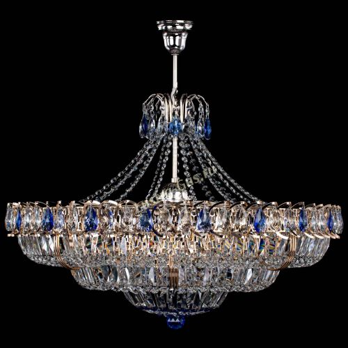 Люстра Двойное кольцо пластинка с подвесом Синяя в Самаре Гусь Хрустальный