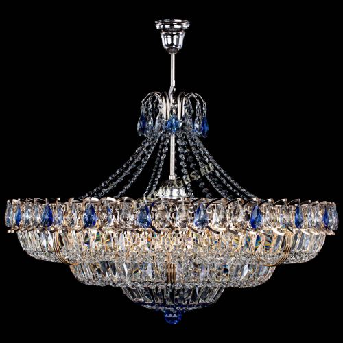 Люстра Двойное кольцо пластинка с подвесом Синяя в Самаре Гусь Хрустальный